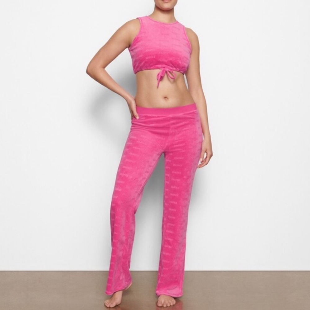 💞SKIMS Logo Velour Terry Crop Top & Pants